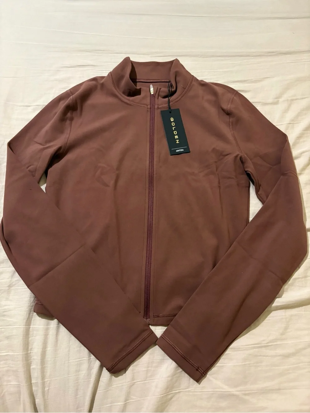 NWT Aritzia Golden New Limit Zip-Up Cocoa Powder Brown Medium